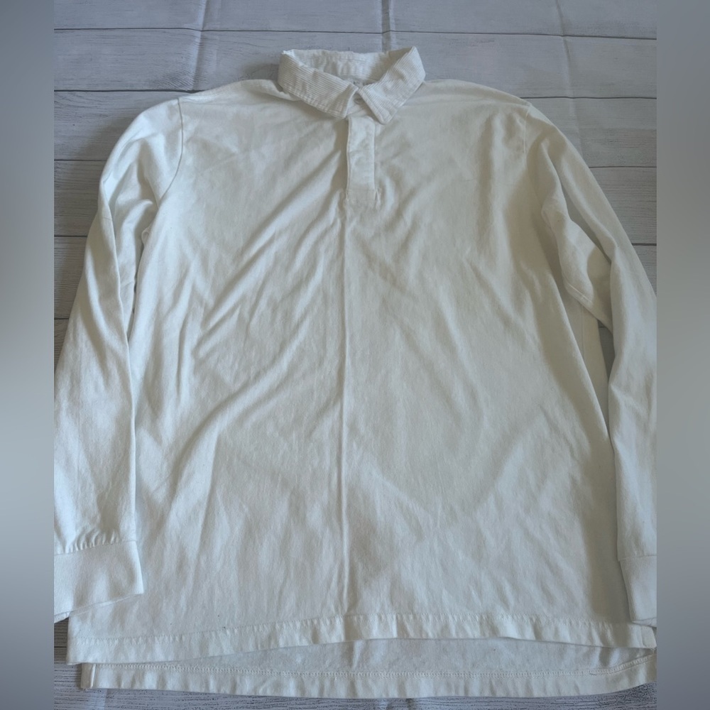 American Eagle men’s 100 percent cotton corduroy collar crisp white shirt